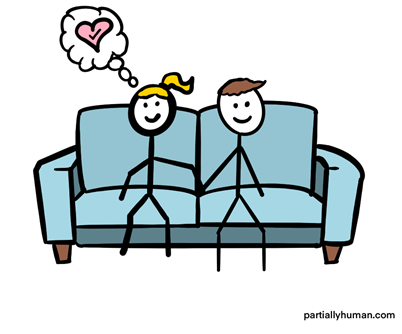 Girl and boy sitting on the chair