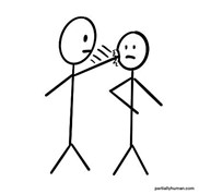 a stick figure slapping another stick figure