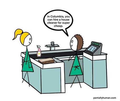 Two women on counter