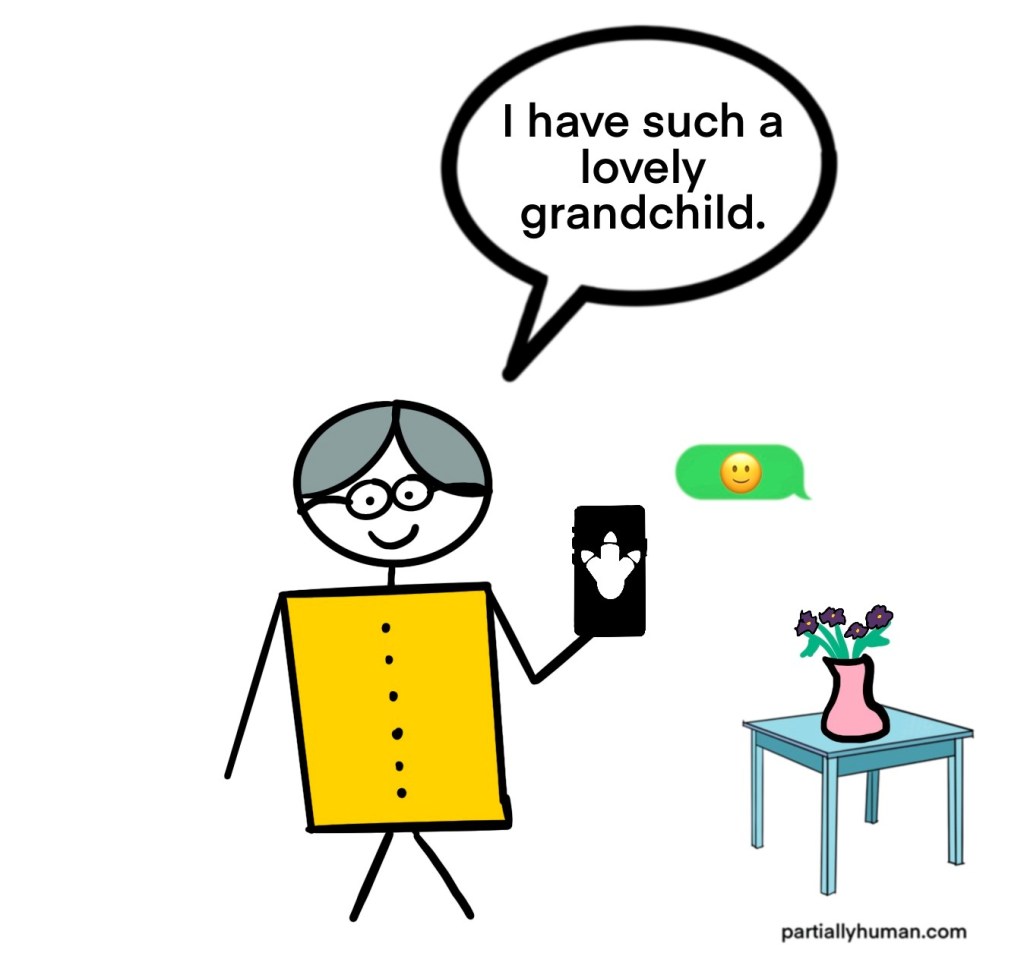 Grandma is happy with the whole exchange