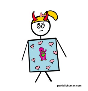little girl with devil horns